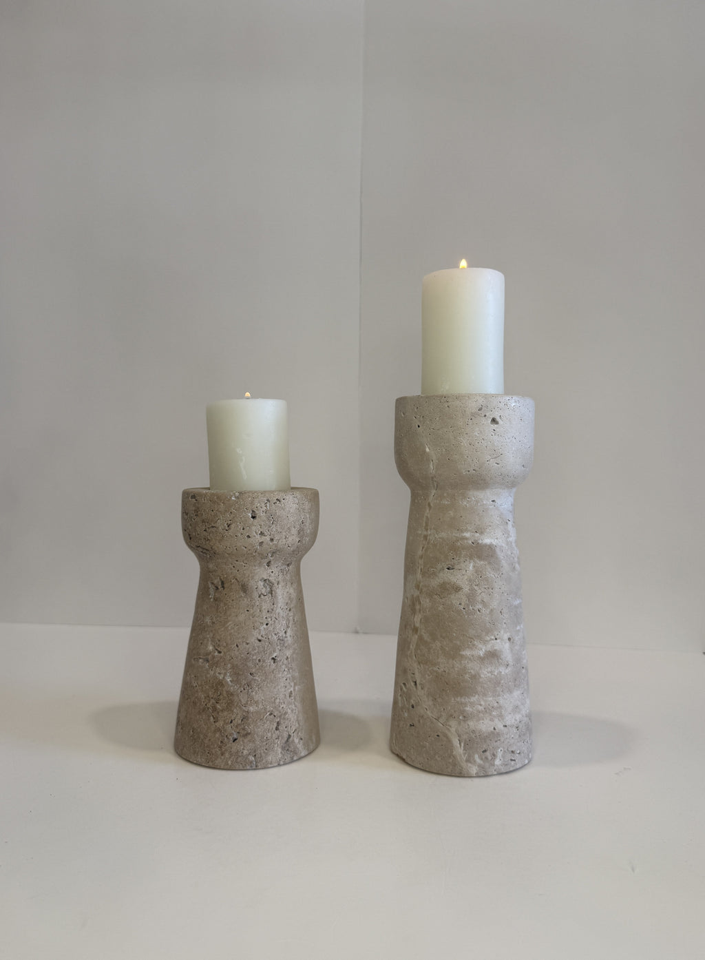 Travertine Medium Tea Light Holder — Set of 2 — detail view 1