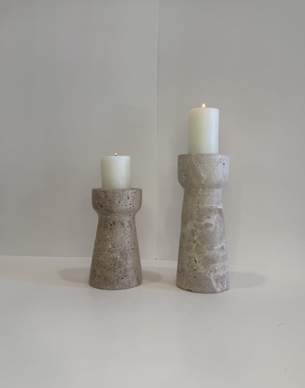 Travertine Medium Tea Light Holder — Set of 2 — detail view 2