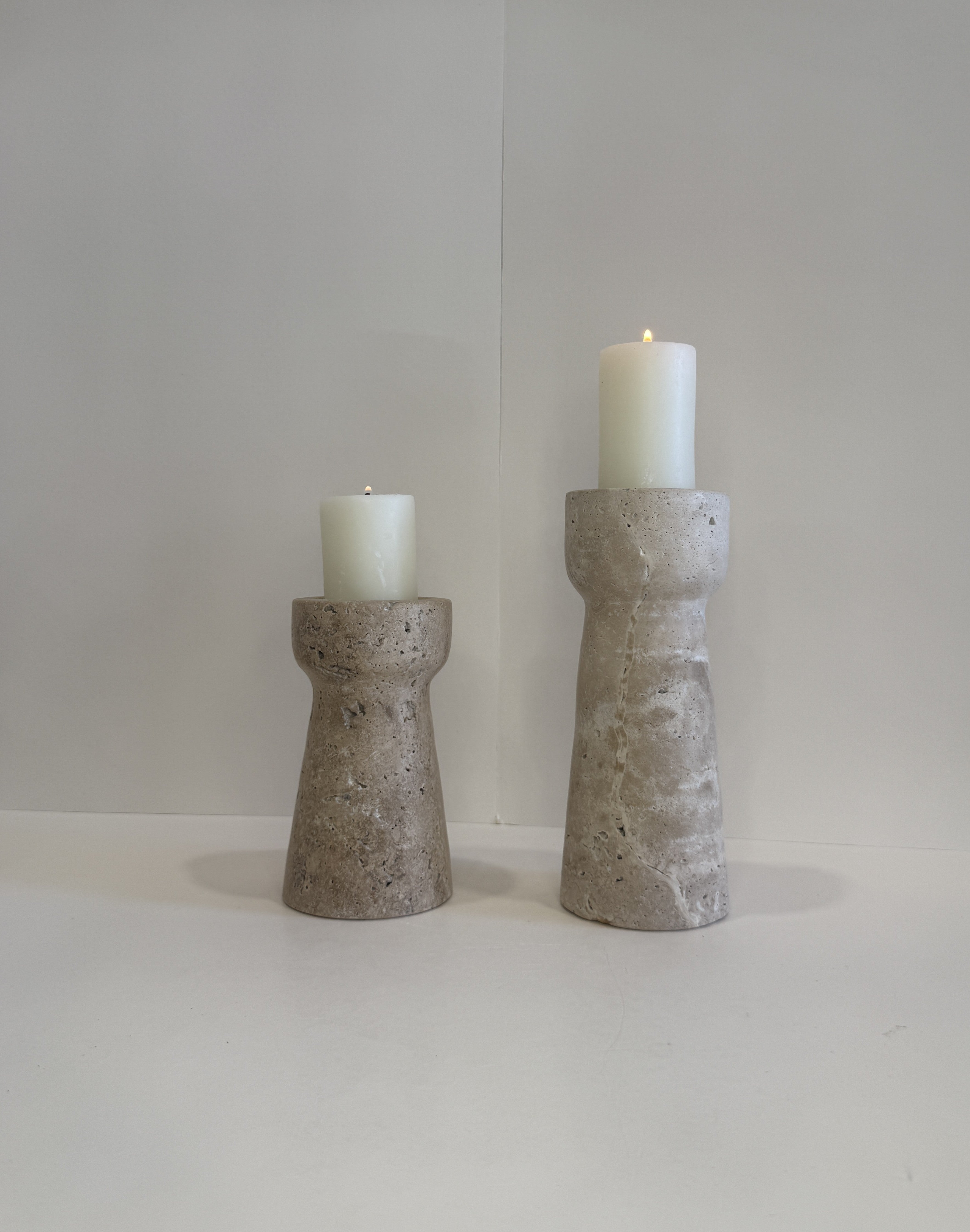 Travertine Medium Tea Light Holder — Set of 2 — detail view 2