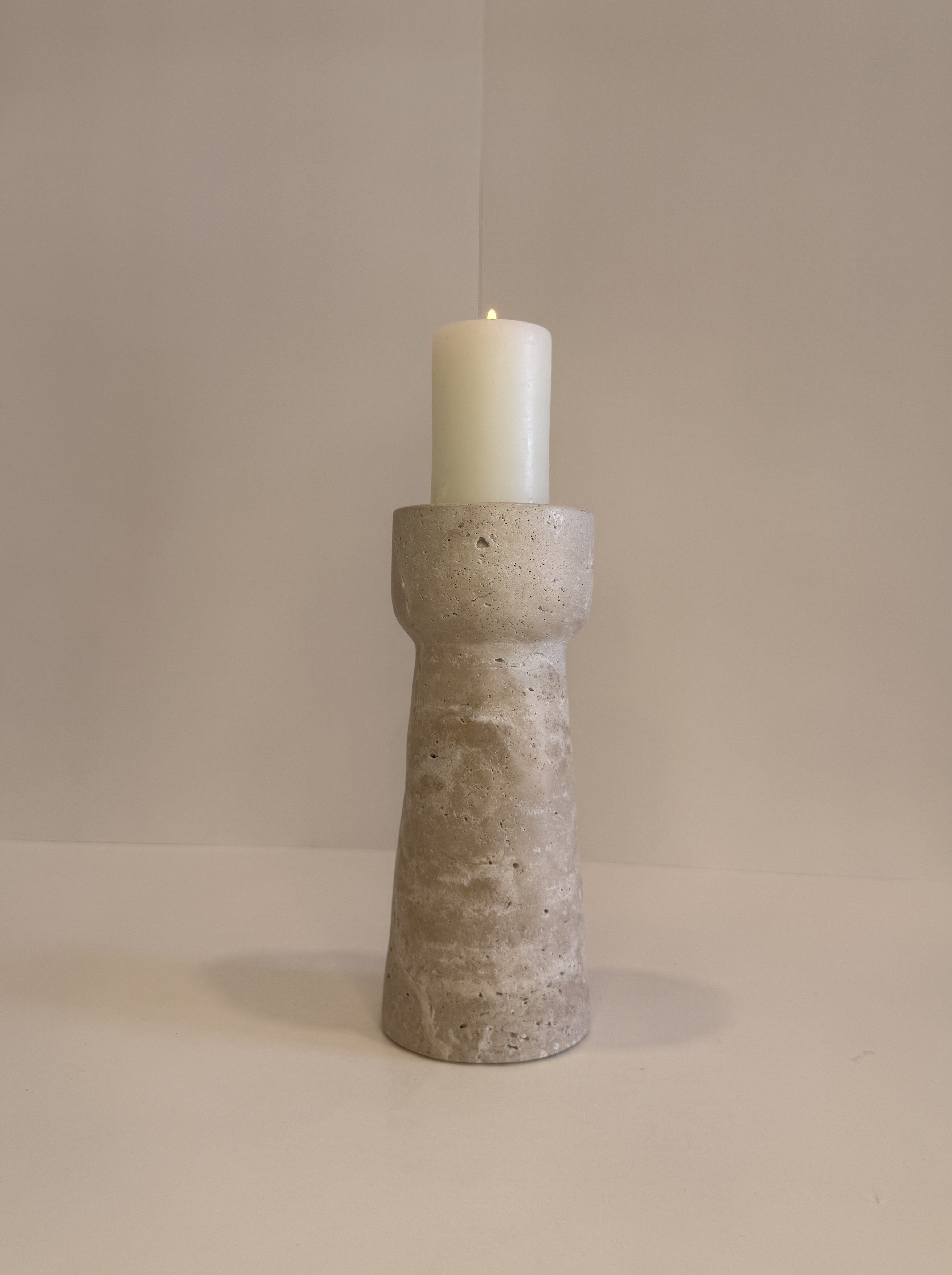 Travertine Medium Tea Light Holder — Set of 2 — detail view 8