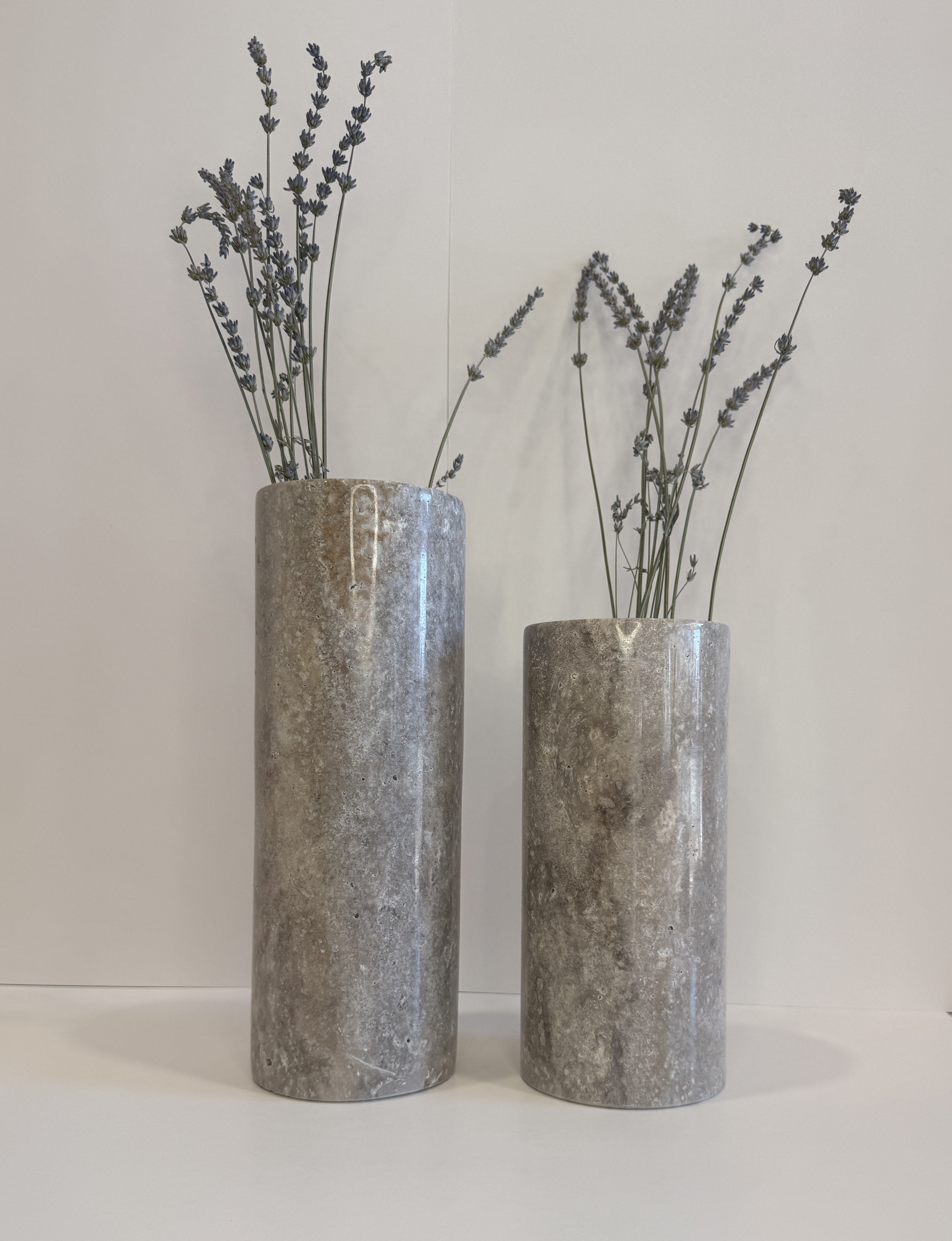 Grey Marble Pillar Vase — handmade natural marble & stone décor by Moonlit Marble