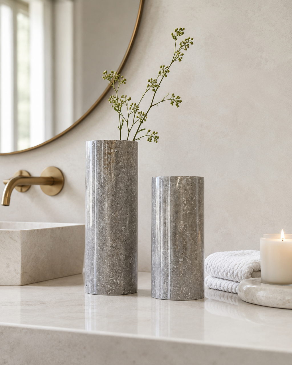 Grey Marble Pillar Vase — detail view 11