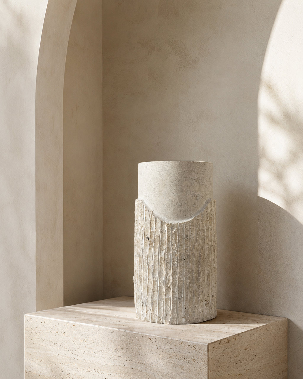 Travertine Flower Vase — detail view 4