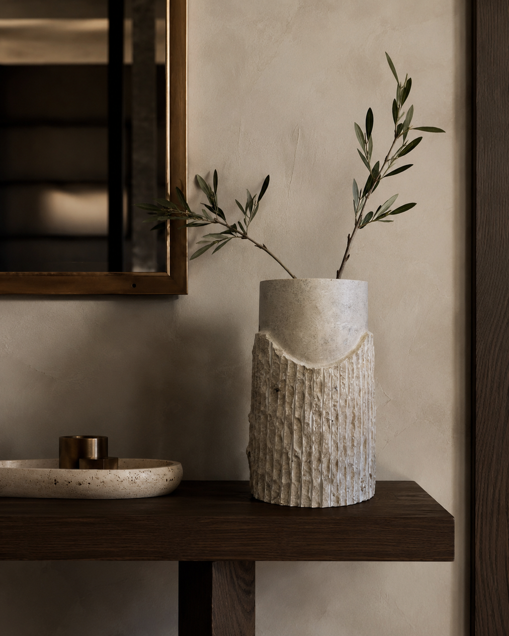 Travertine Flower Vase — detail view 5
