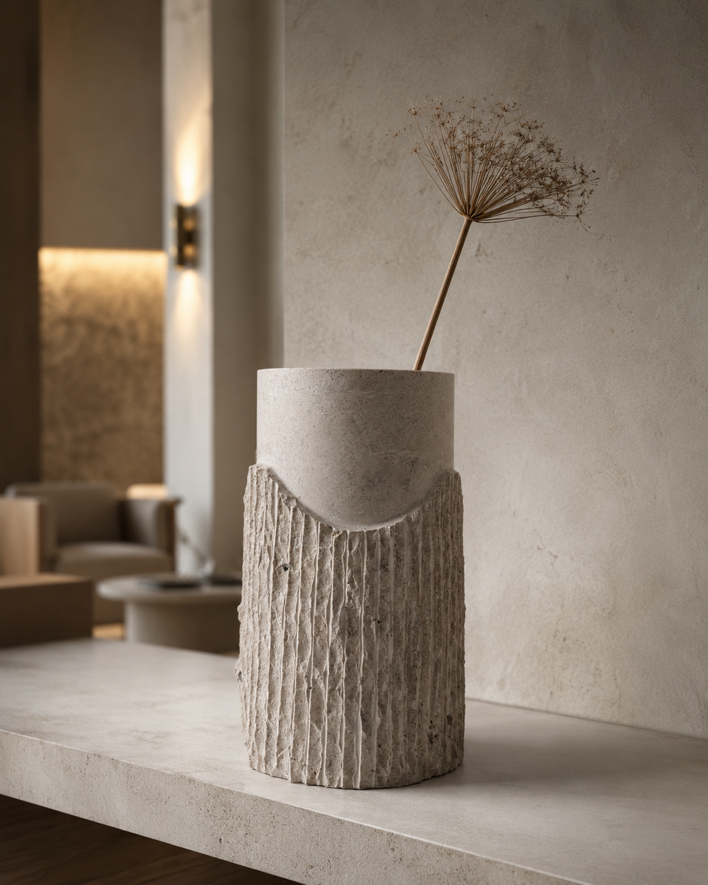 Travertine Flower Vase — detail view 6