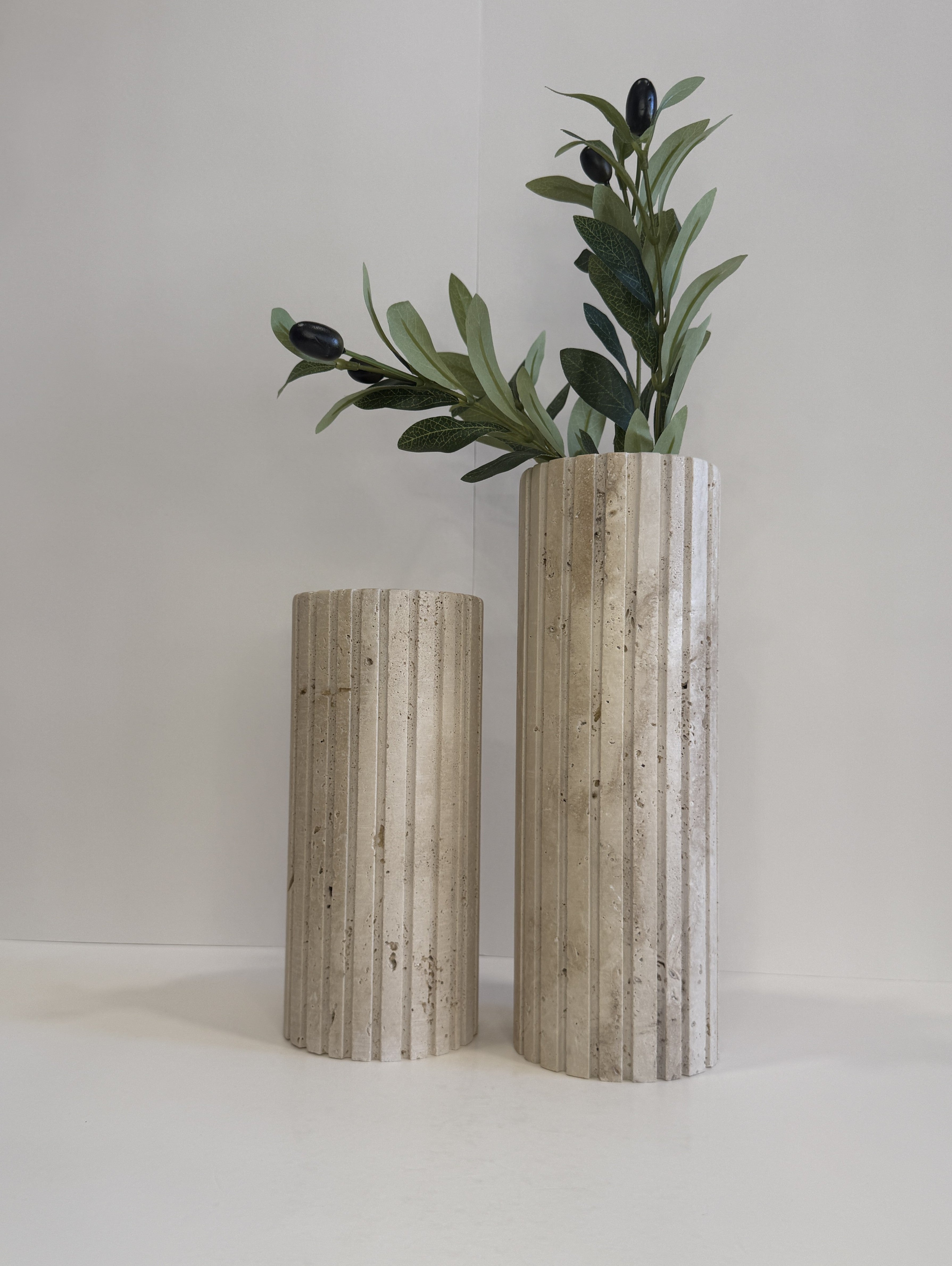 Travertine Stem Vase — handmade natural marble & stone décor by Moonlit Marble