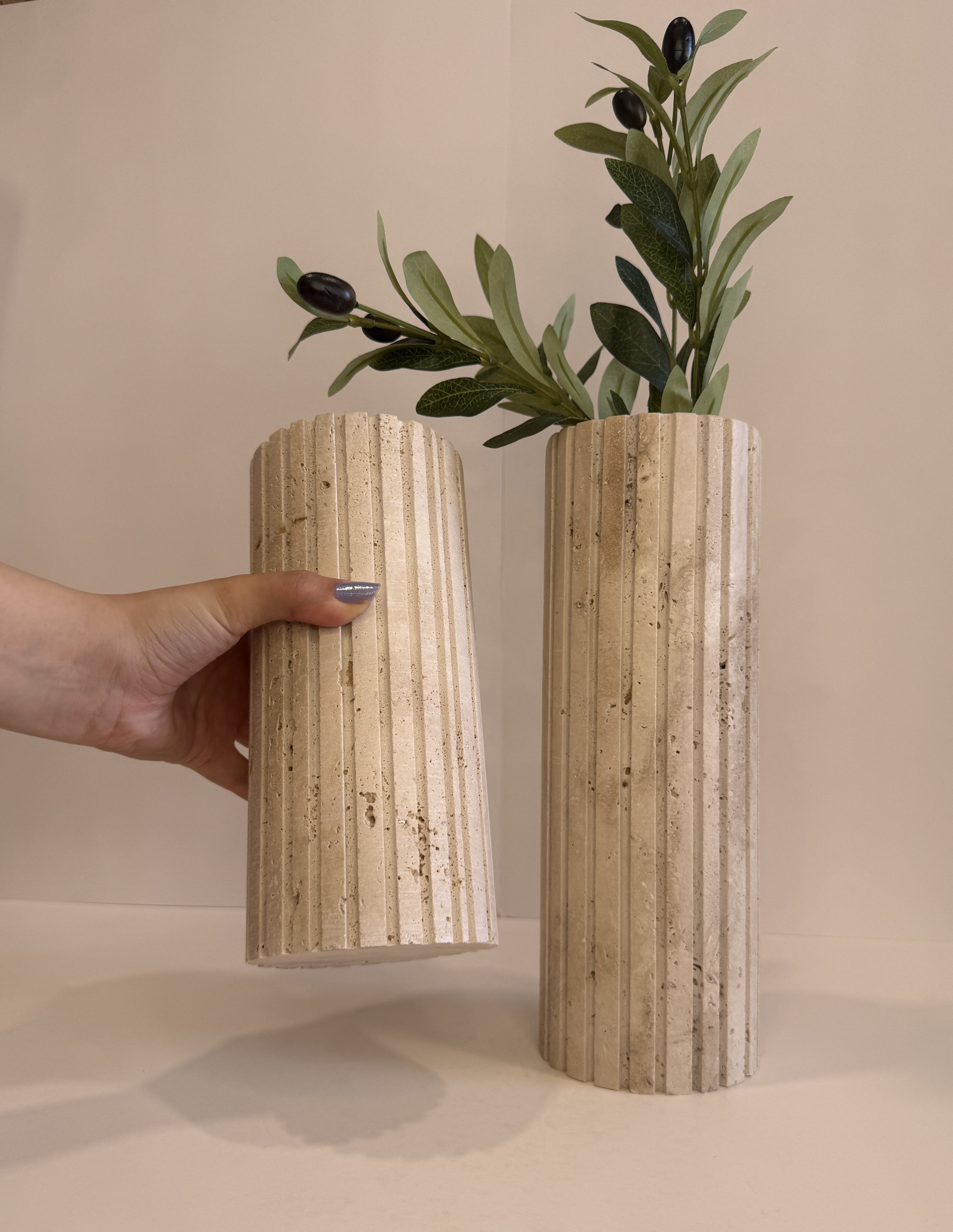 Travertine Stem Vase — detail view 2