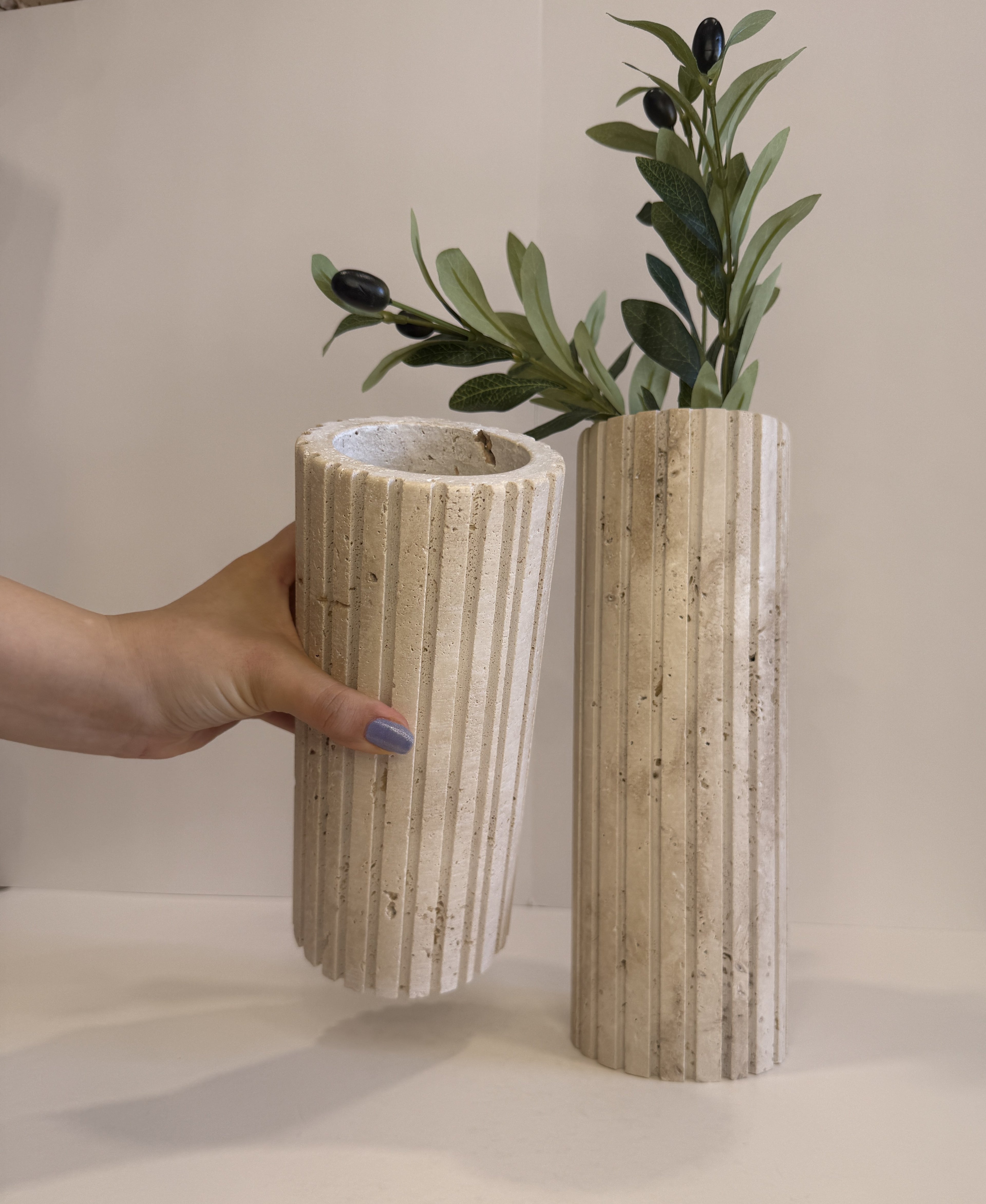 Travertine Stem Vase — detail view 3