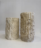 Travertine Ribbed Vase — handmade natural marble & stone décor by Moonlit Marble