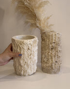 Travertine Ribbed Vase — detail view 1