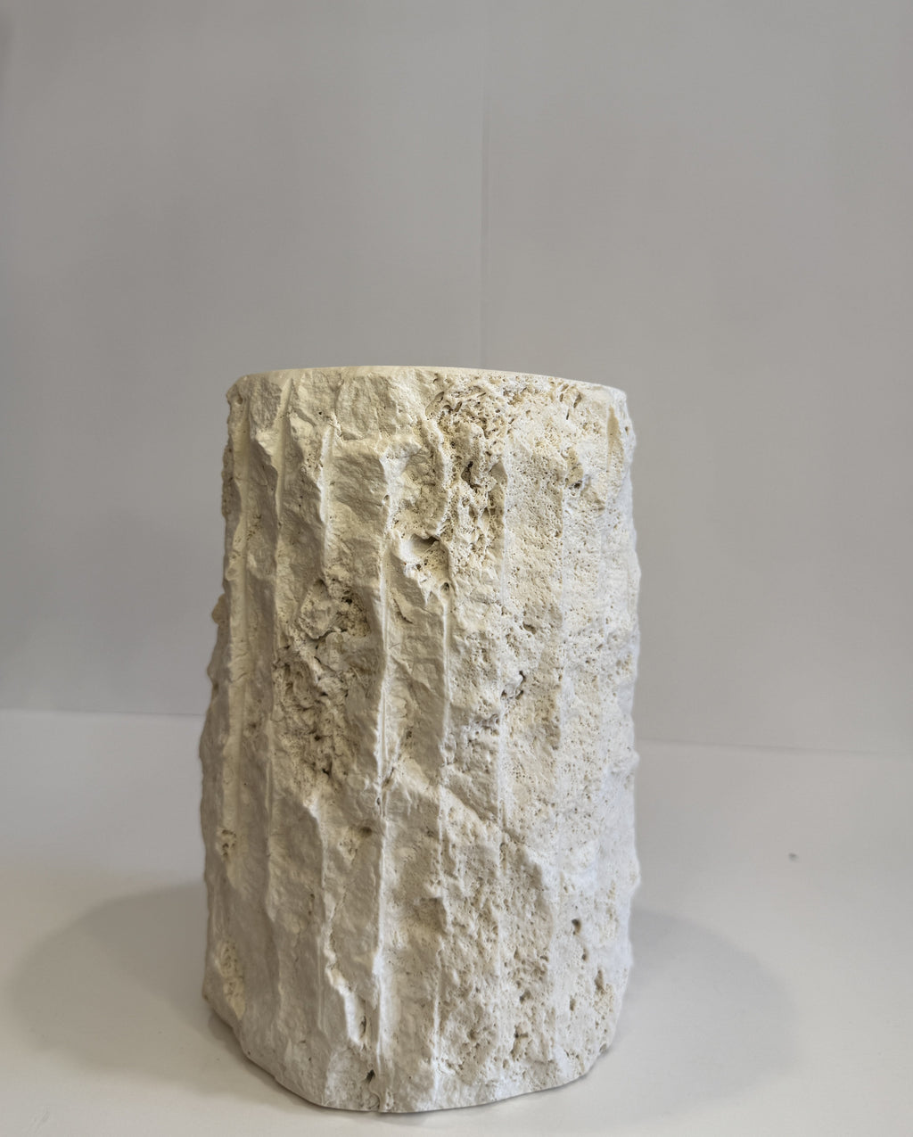 Travertine Ribbed Vase — detail view 3