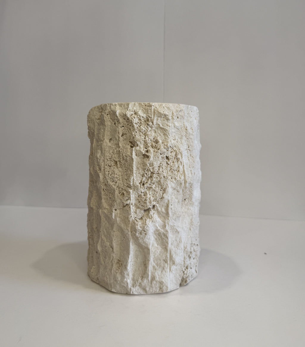 Travertine Ribbed Vase — detail view 4