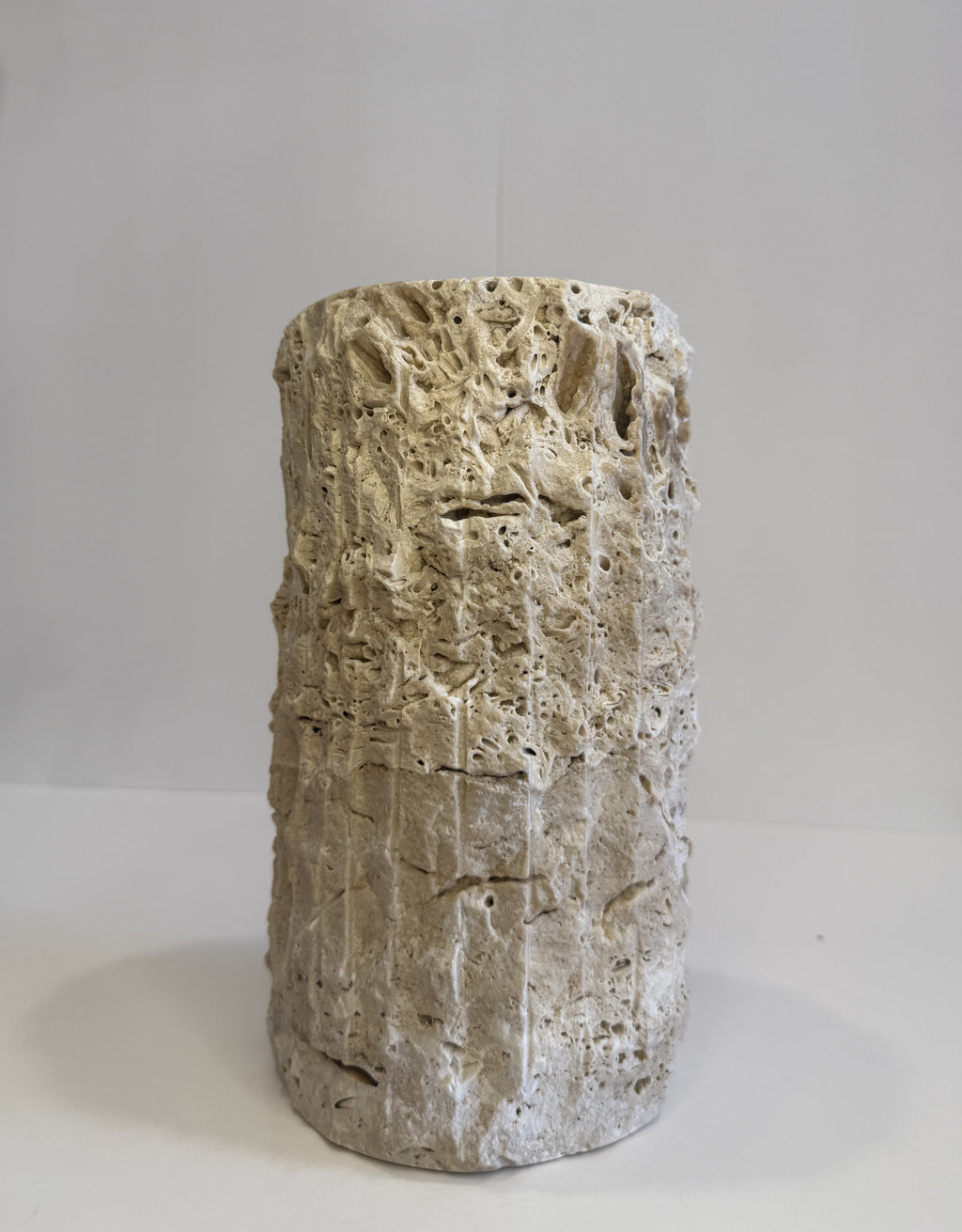 Travertine Ribbed Vase — detail view 5