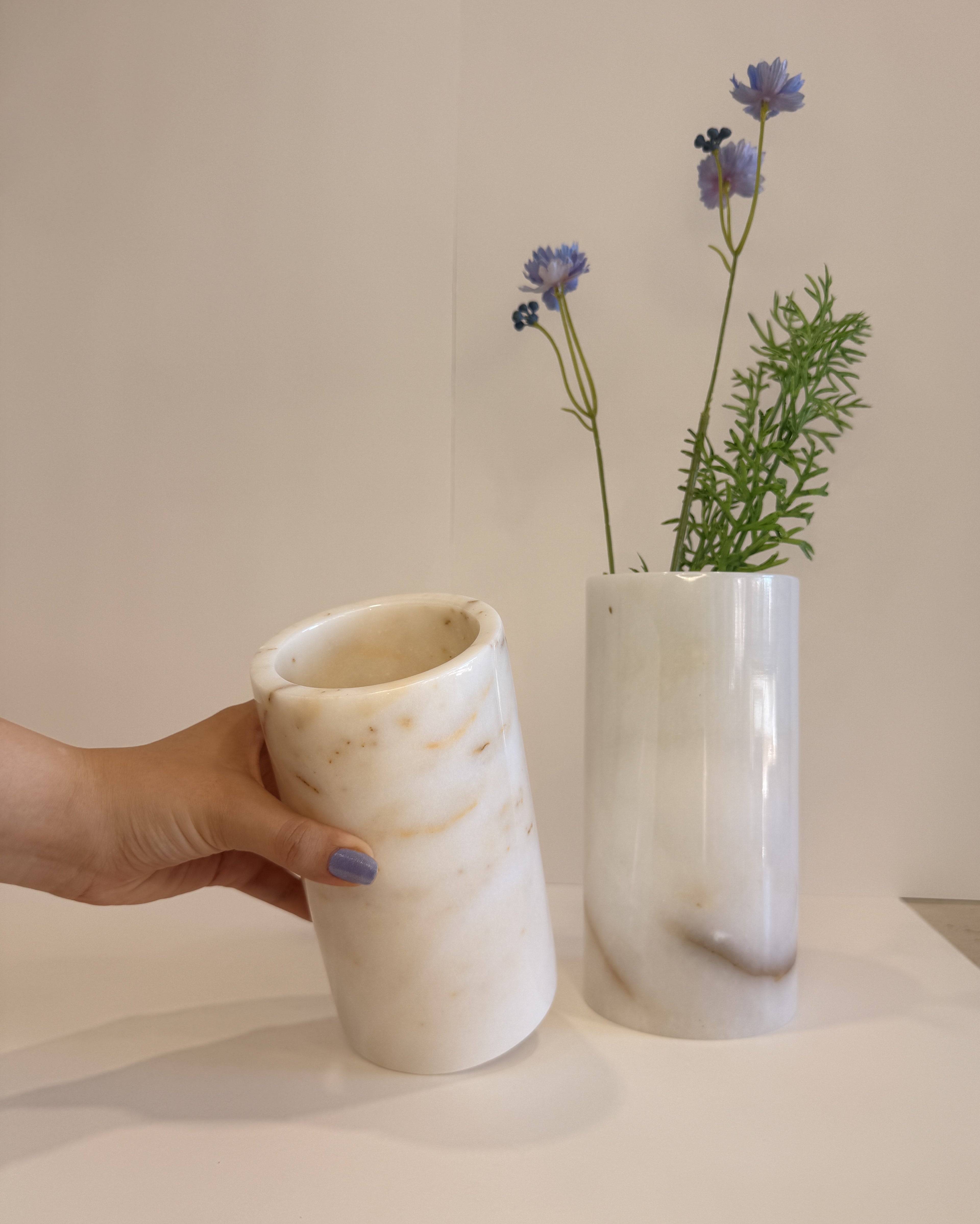 White Marble Flower Vase — detail view 2