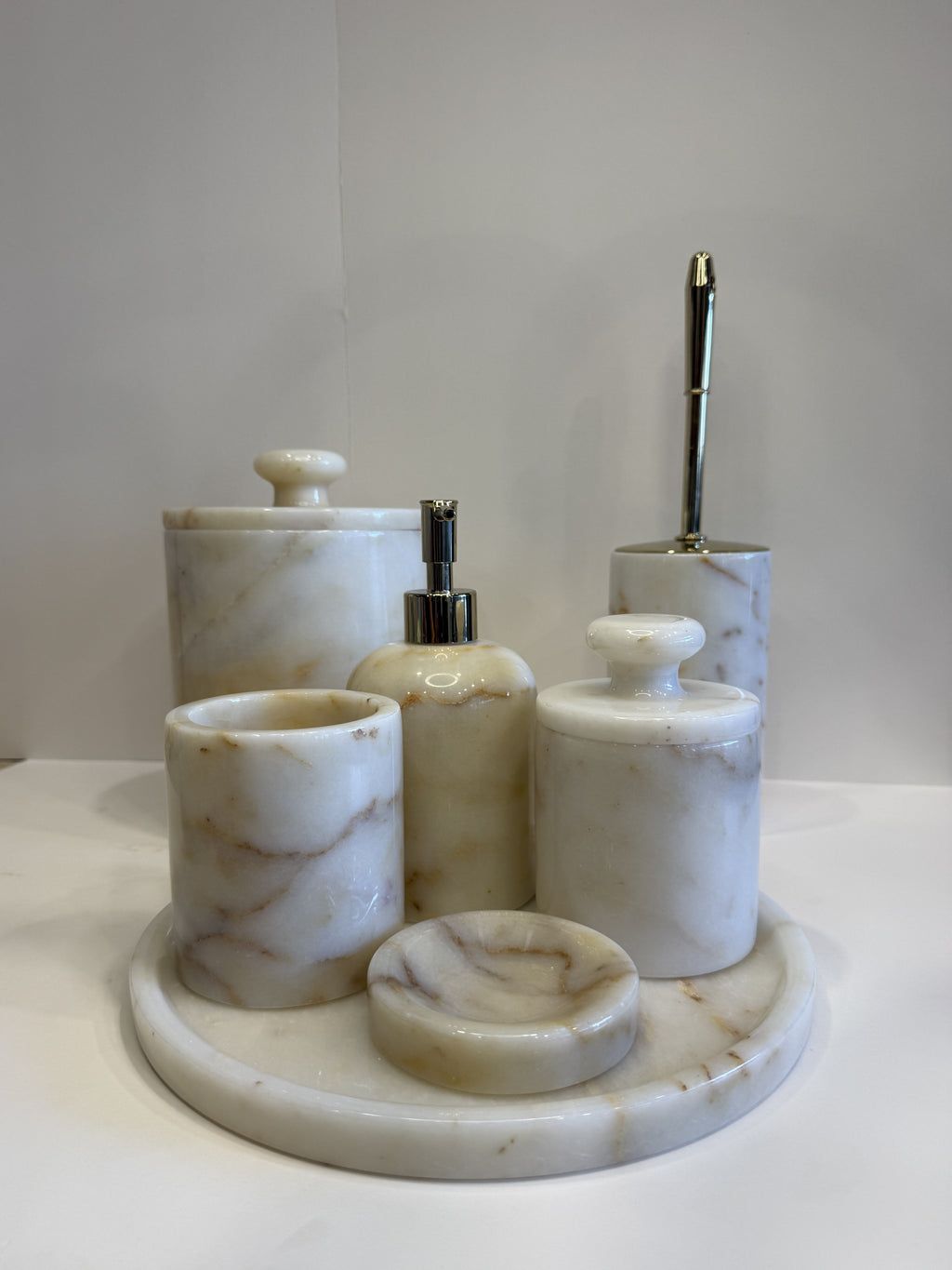 Viola Luxury Bathroom Set — handmade natural marble & stone décor by Moonlit Marble