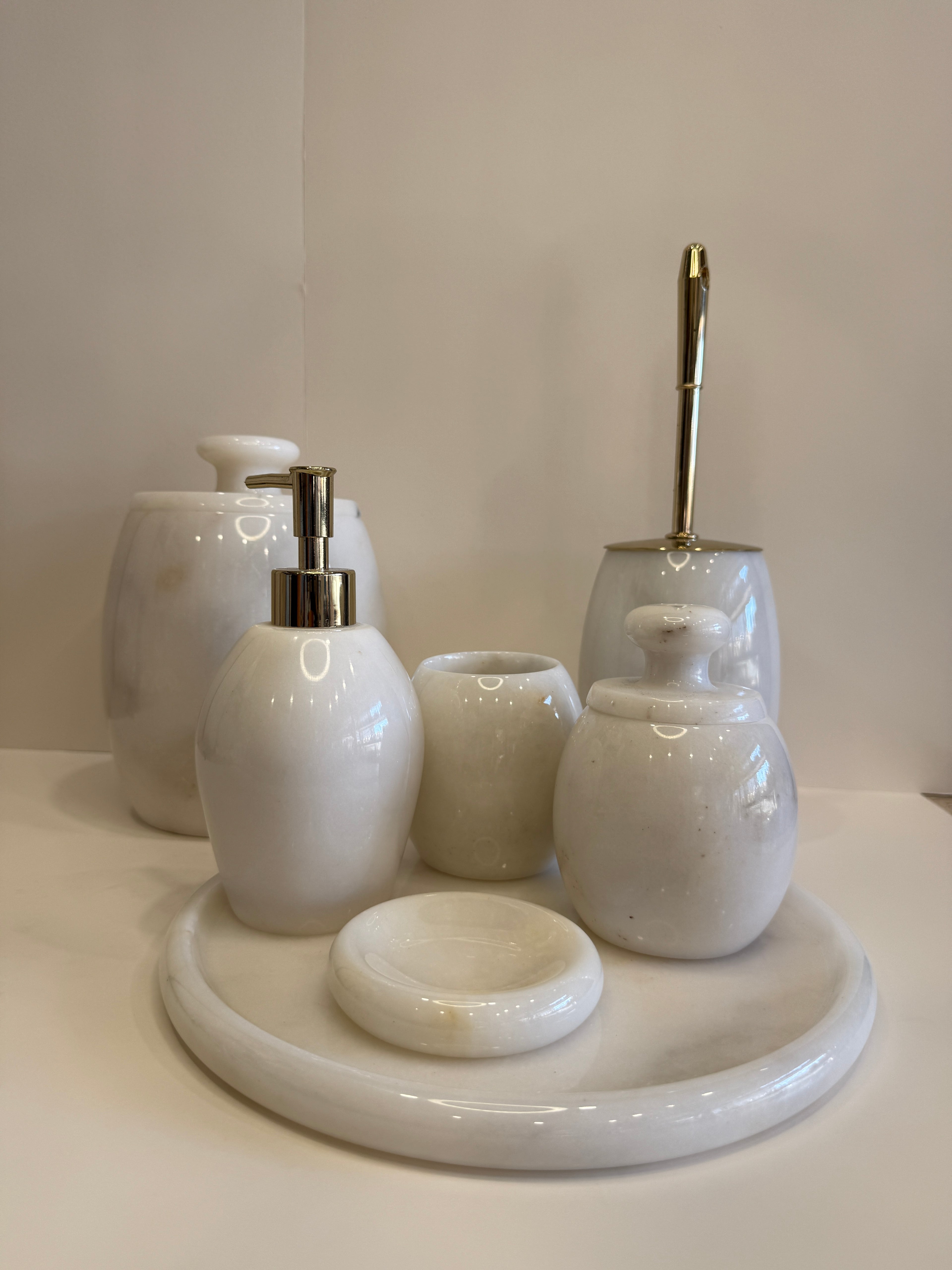 White Marble Spa Bathroom Set — handmade natural marble & stone décor by Moonlit Marble