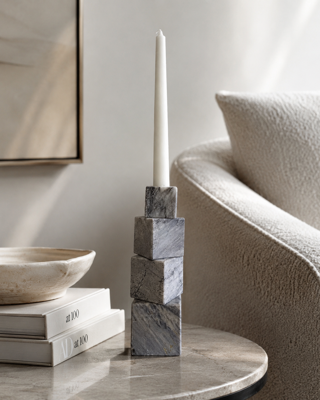 Handmade Marble Pillar Candle Holder — detail view 7