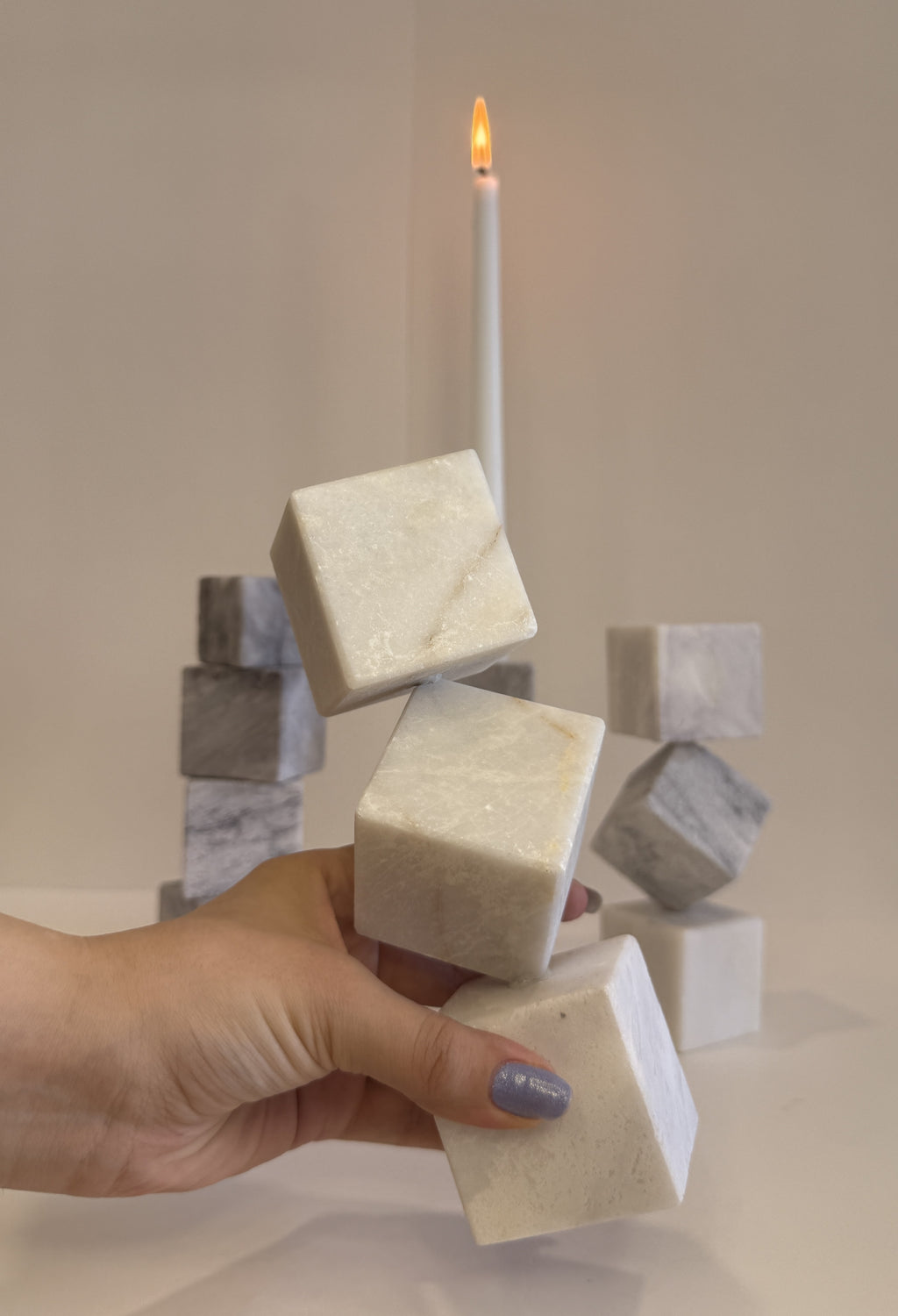 Handmade Marble Pillar Candle Holder — detail view 15