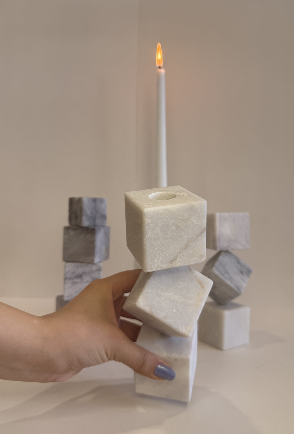 Handmade Marble Pillar Candle Holder — detail view 16