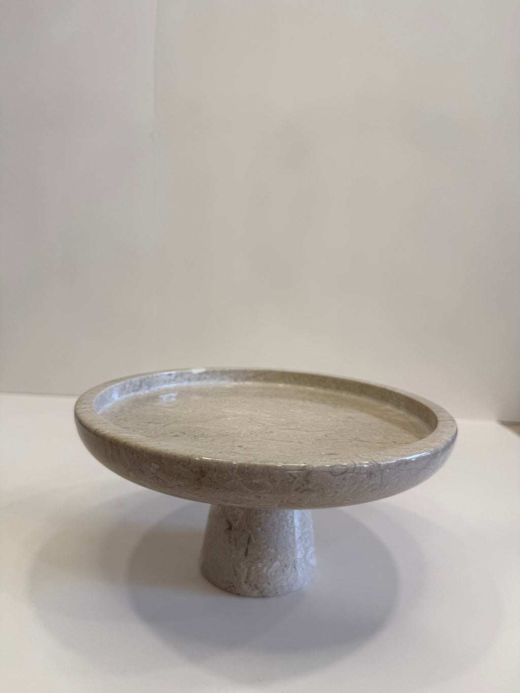 Beige Marble Compote Footed Bowl — handmade natural marble & stone décor by Moonlit Marble