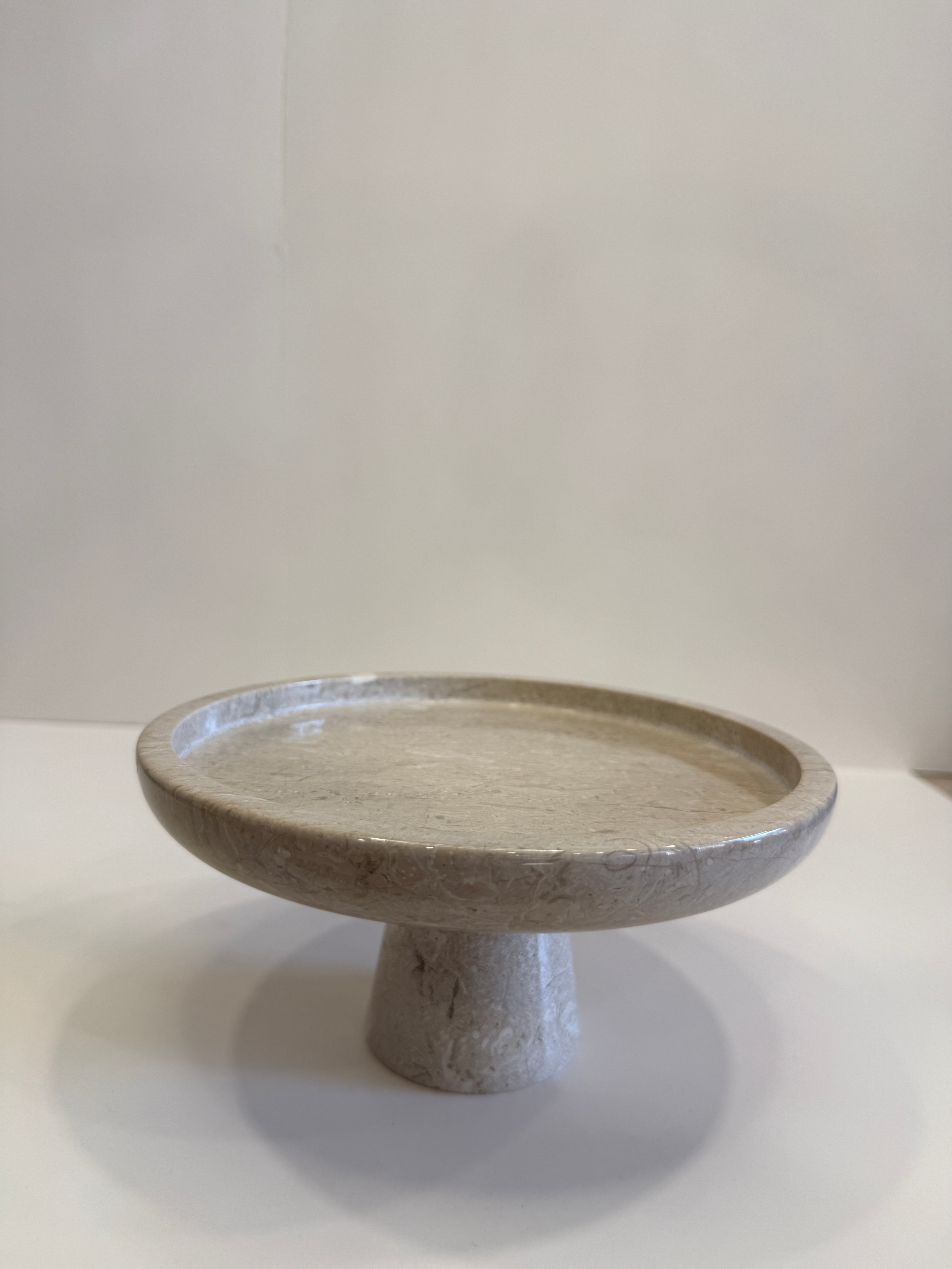Beige Marble Compote Footed Bowl — handmade natural marble & stone décor by Moonlit Marble