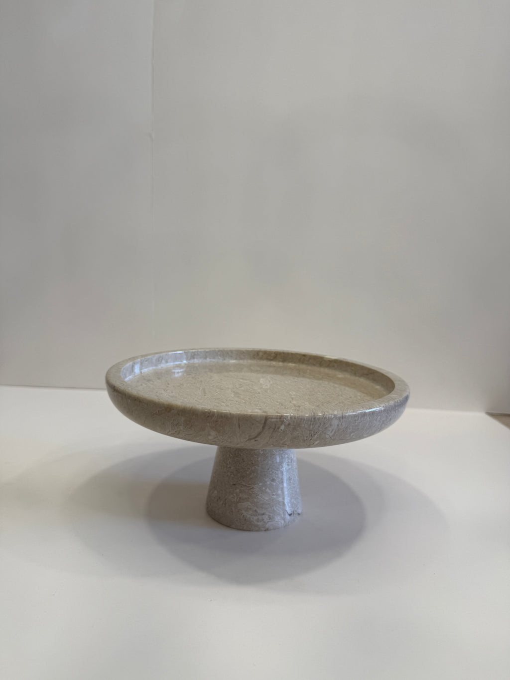 Beige Marble Compote Footed Bowl — detail view 1