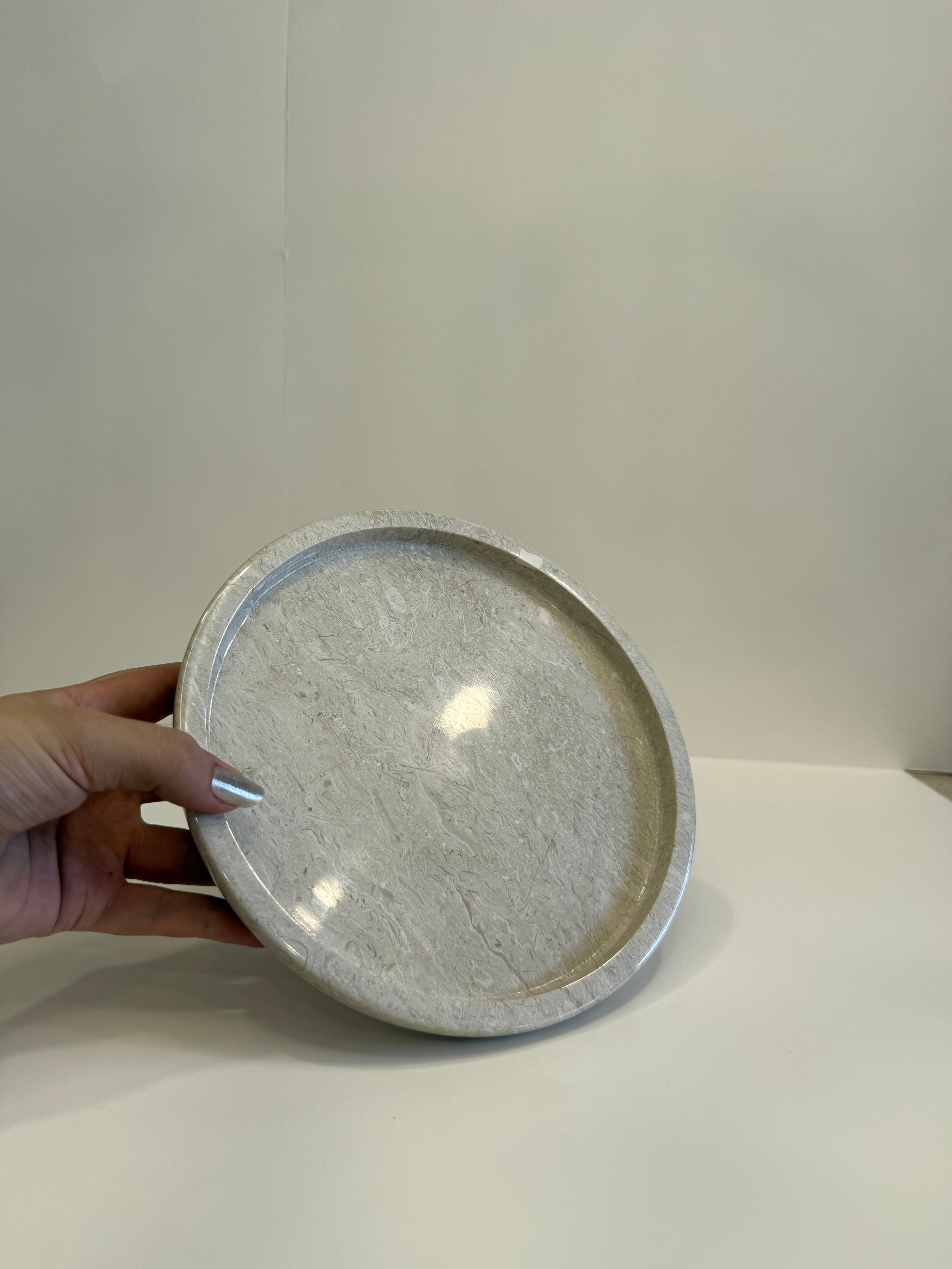 Beige Marble Compote Footed Bowl — detail view 2