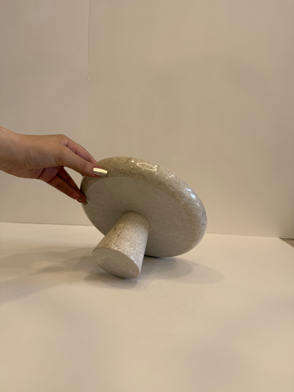 Beige Marble Compote Footed Bowl — detail view 4