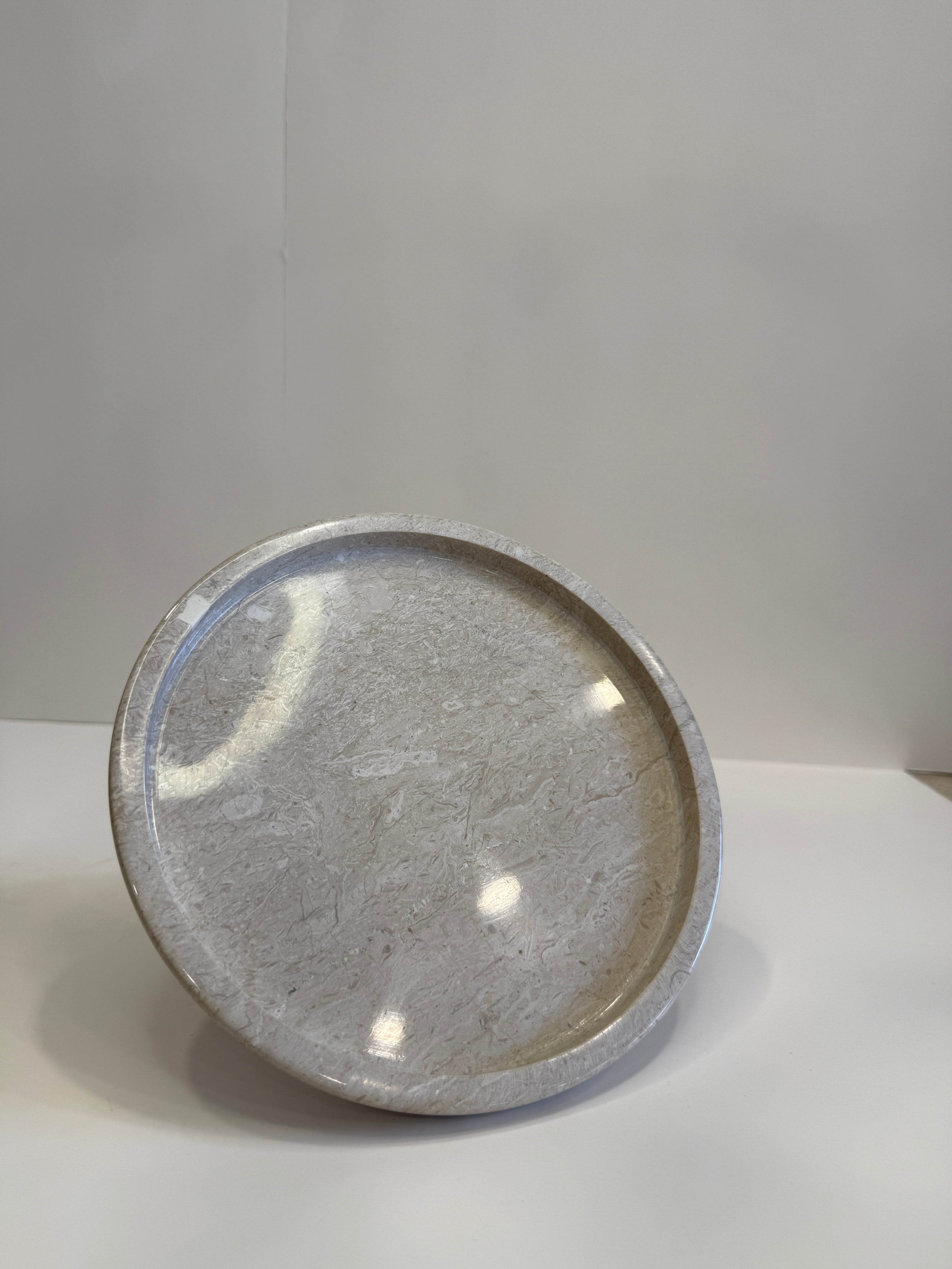 Beige Marble Compote Footed Bowl — detail view 5