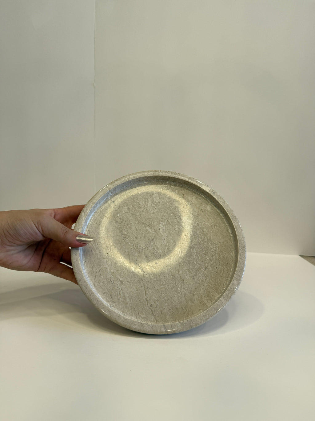 Beige Marble Compote Footed Bowl — detail view 6
