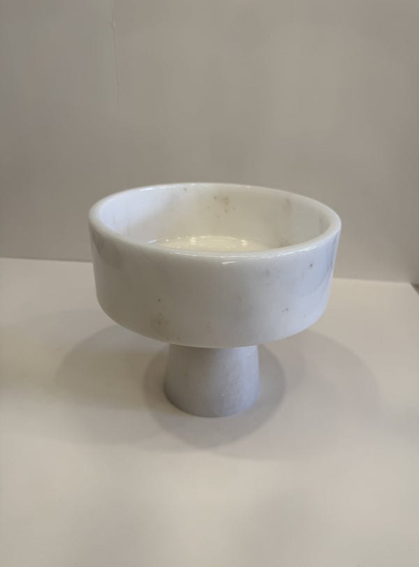 White Marble Tapered Footed Bowl — handmade natural marble & stone décor by Moonlit Marble