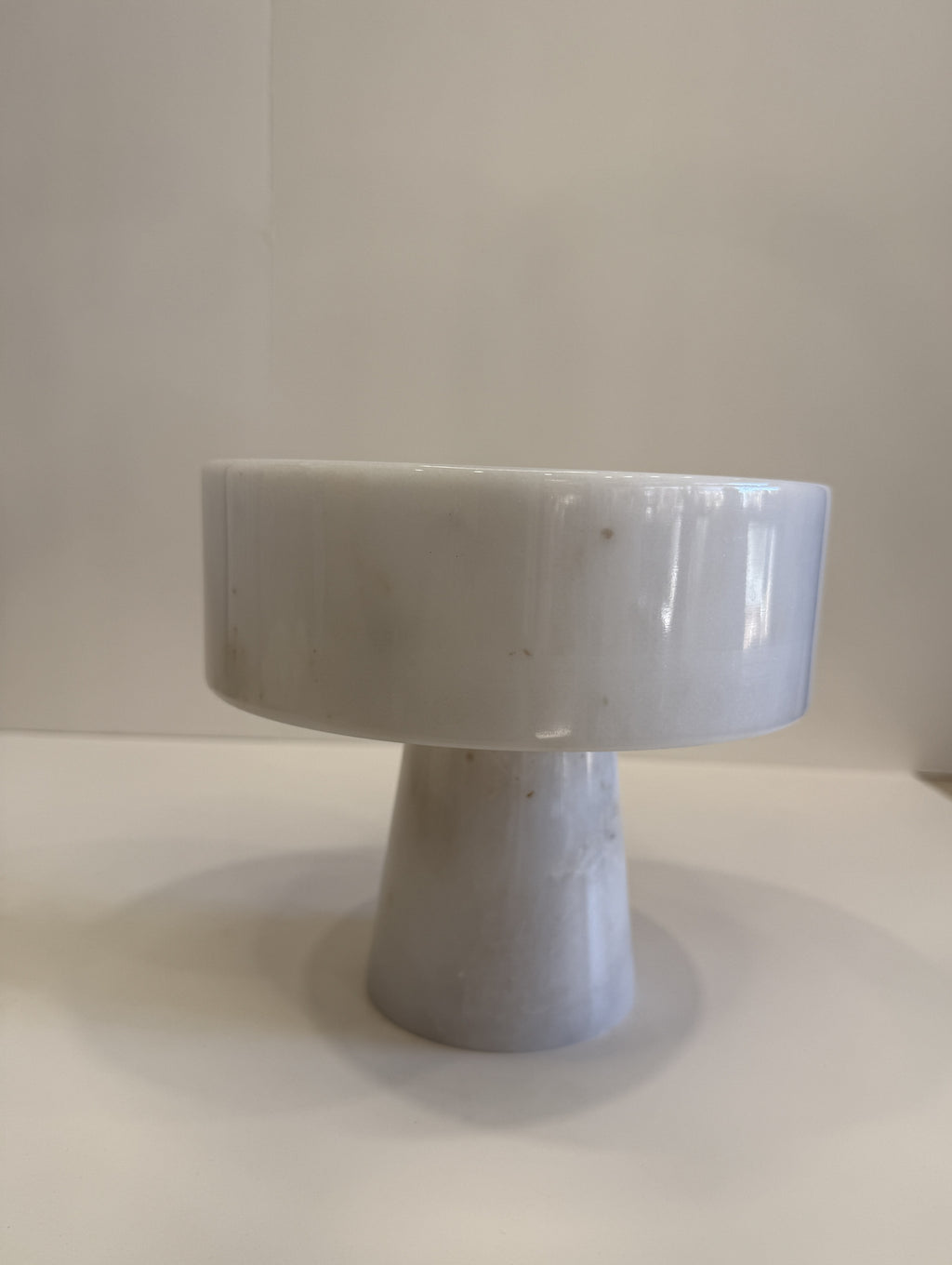 White Marble Tapered Footed Bowl — detail view 1