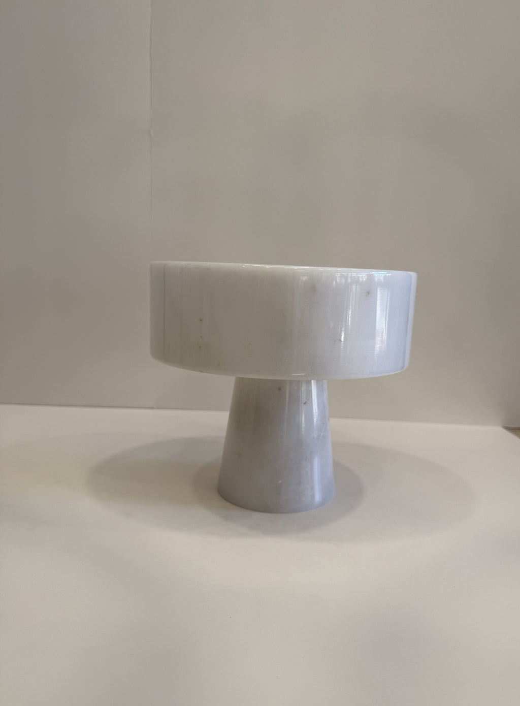 White Marble Tapered Footed Bowl — detail view 2