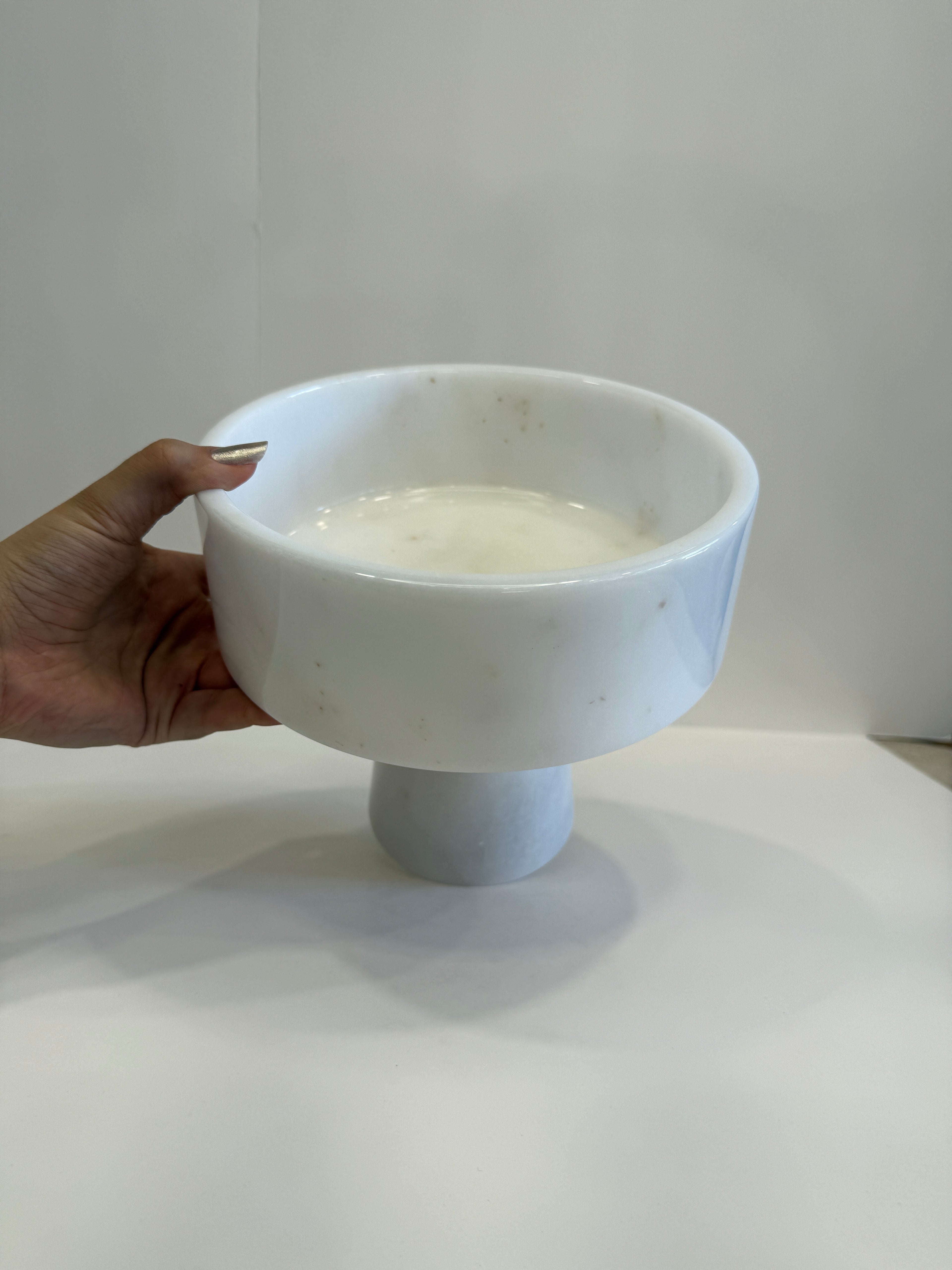 White Marble Tapered Footed Bowl — detail view 5