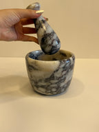 Handmade Marble Solid Mortar and Pestle — detail view 2