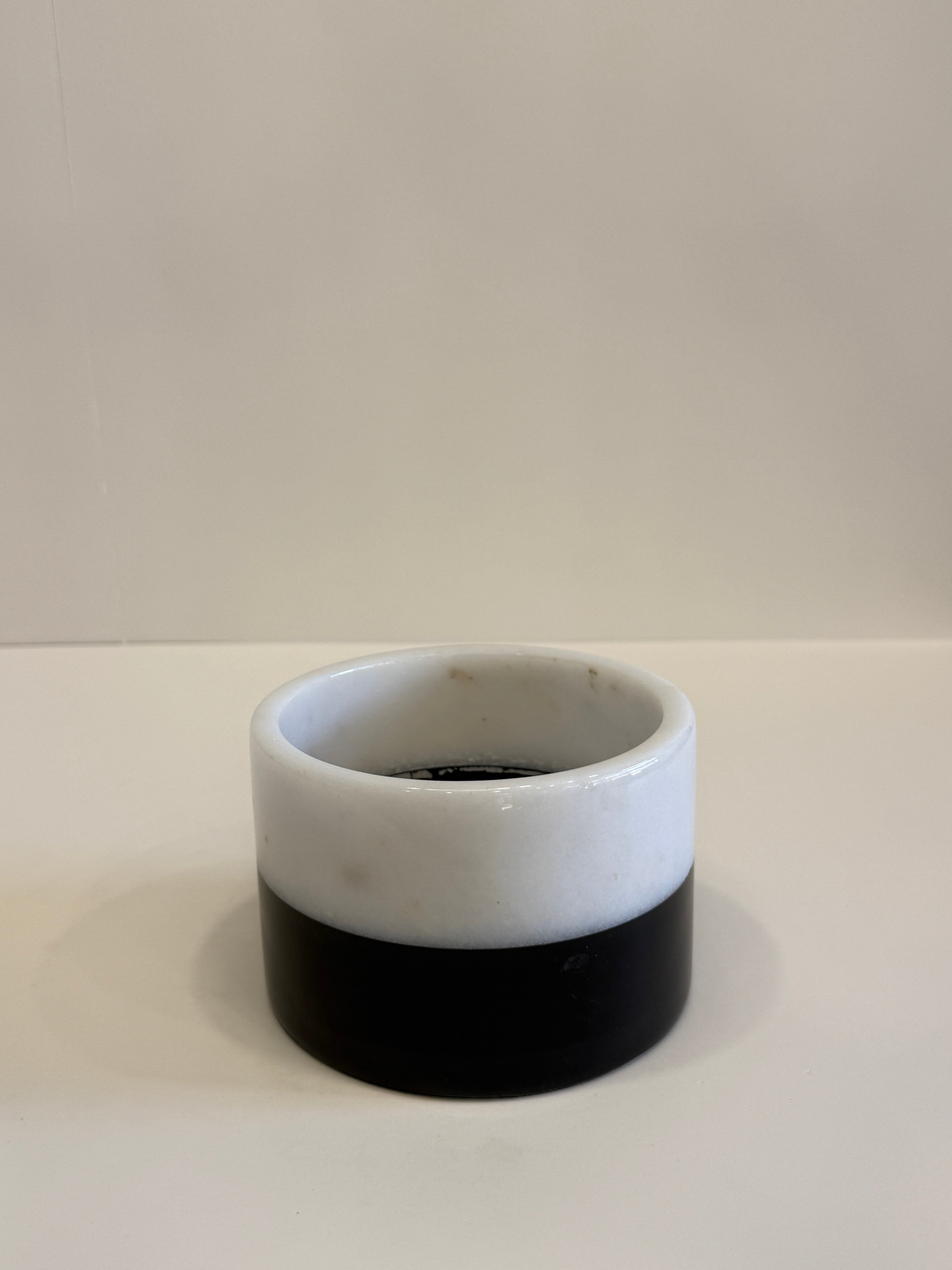 Black & White Marble Round Planter — handmade natural marble & stone décor by Moonlit Marble