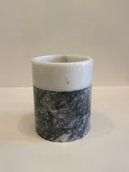 White & Grey Marble Modern Planter — handmade natural marble & stone décor by Moonlit Marble