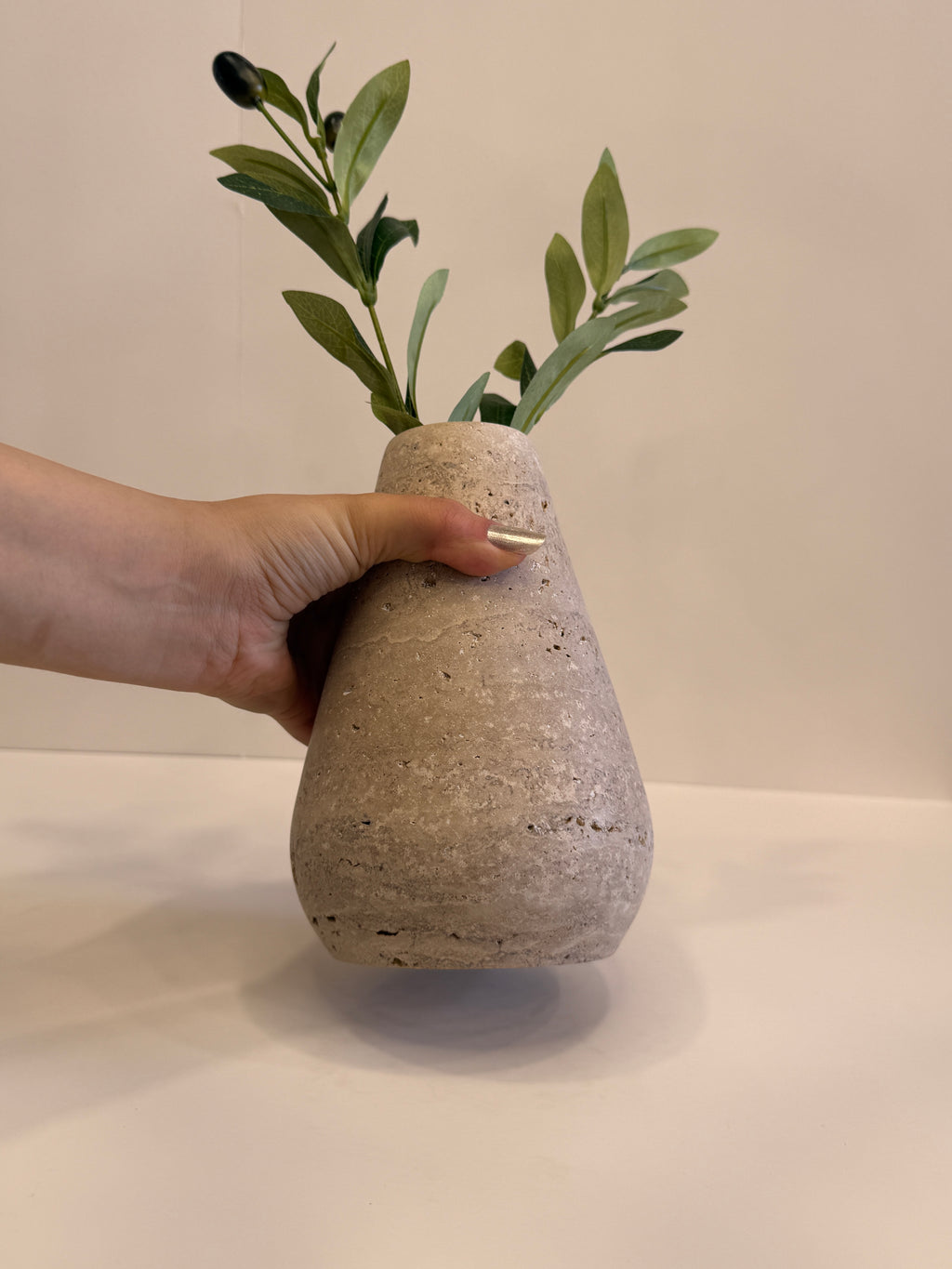 Travertine Sculptural Vase — detail view 6