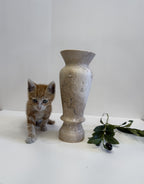 Travertine Fluted Vase — detail view 1