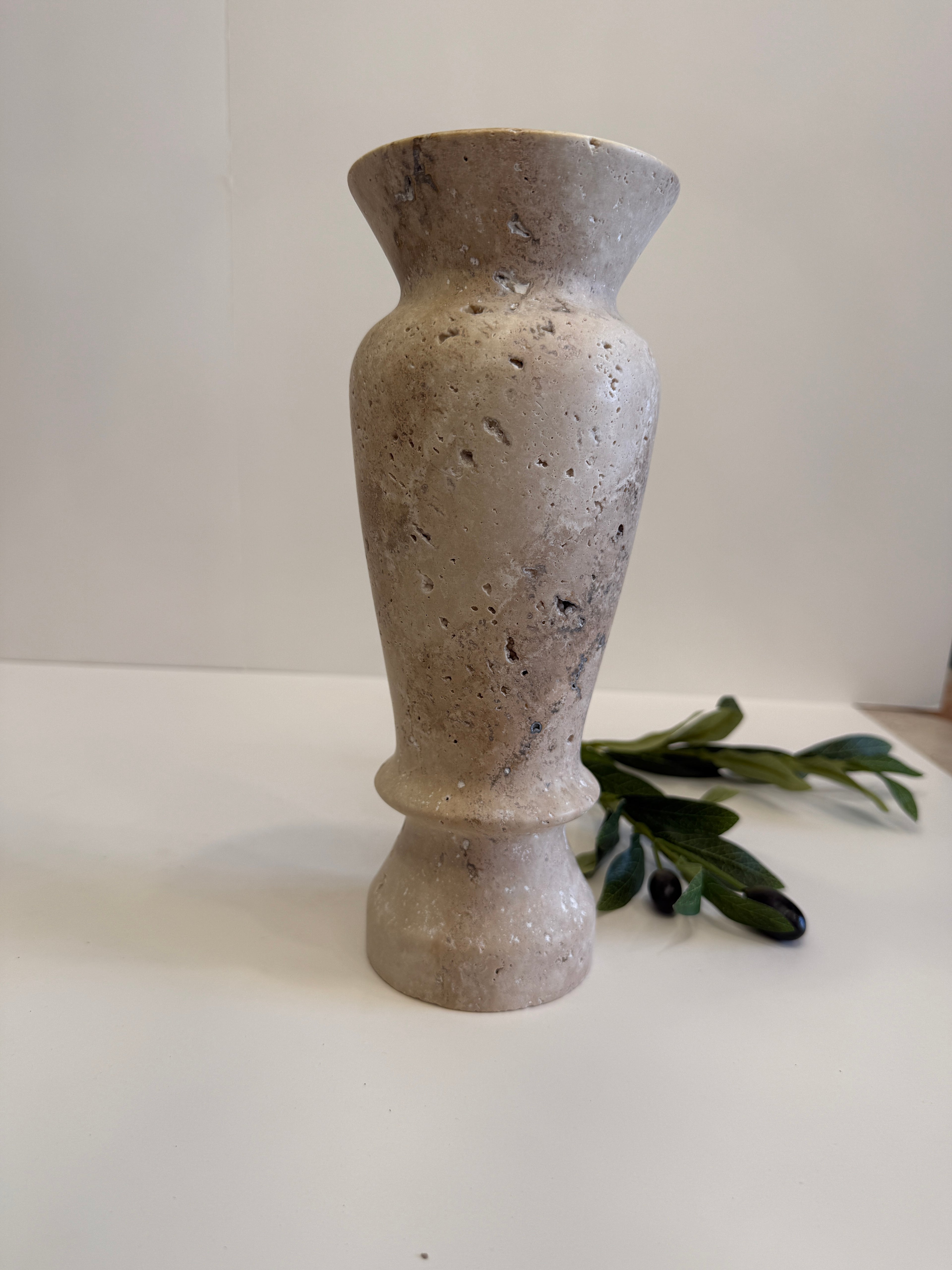 Travertine Fluted Vase — detail view 5