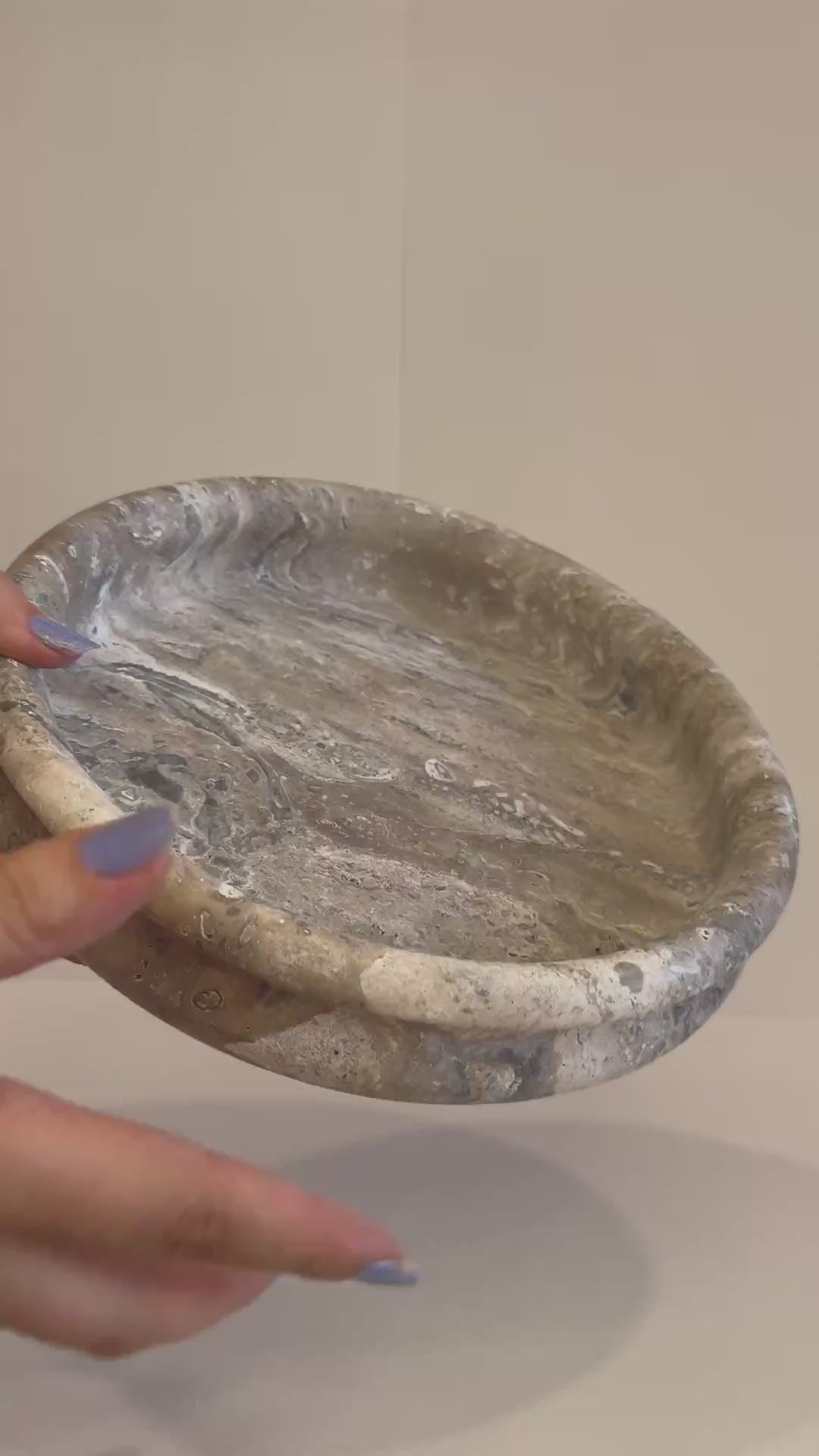 Silver Travertine Trinket Plate