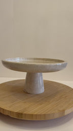 Beige Marble Compote Footed Bowl