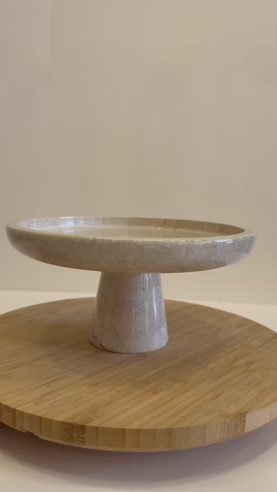 Beige Marble Compote Footed Bowl