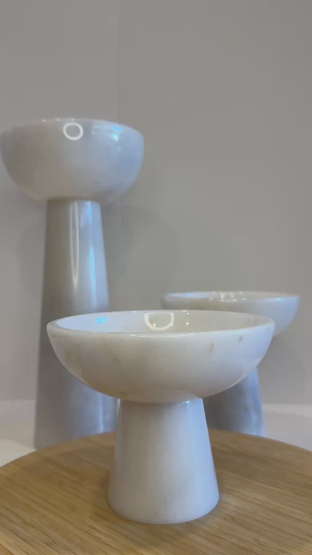 White Marble Plant Stand — Set of 3