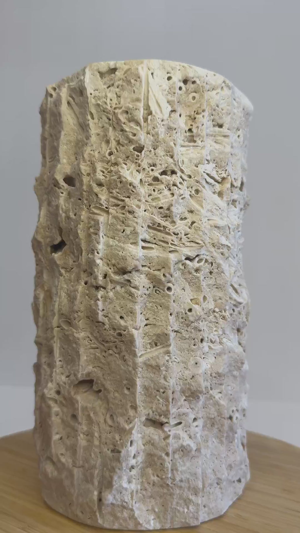 Travertine Ribbed Vase
