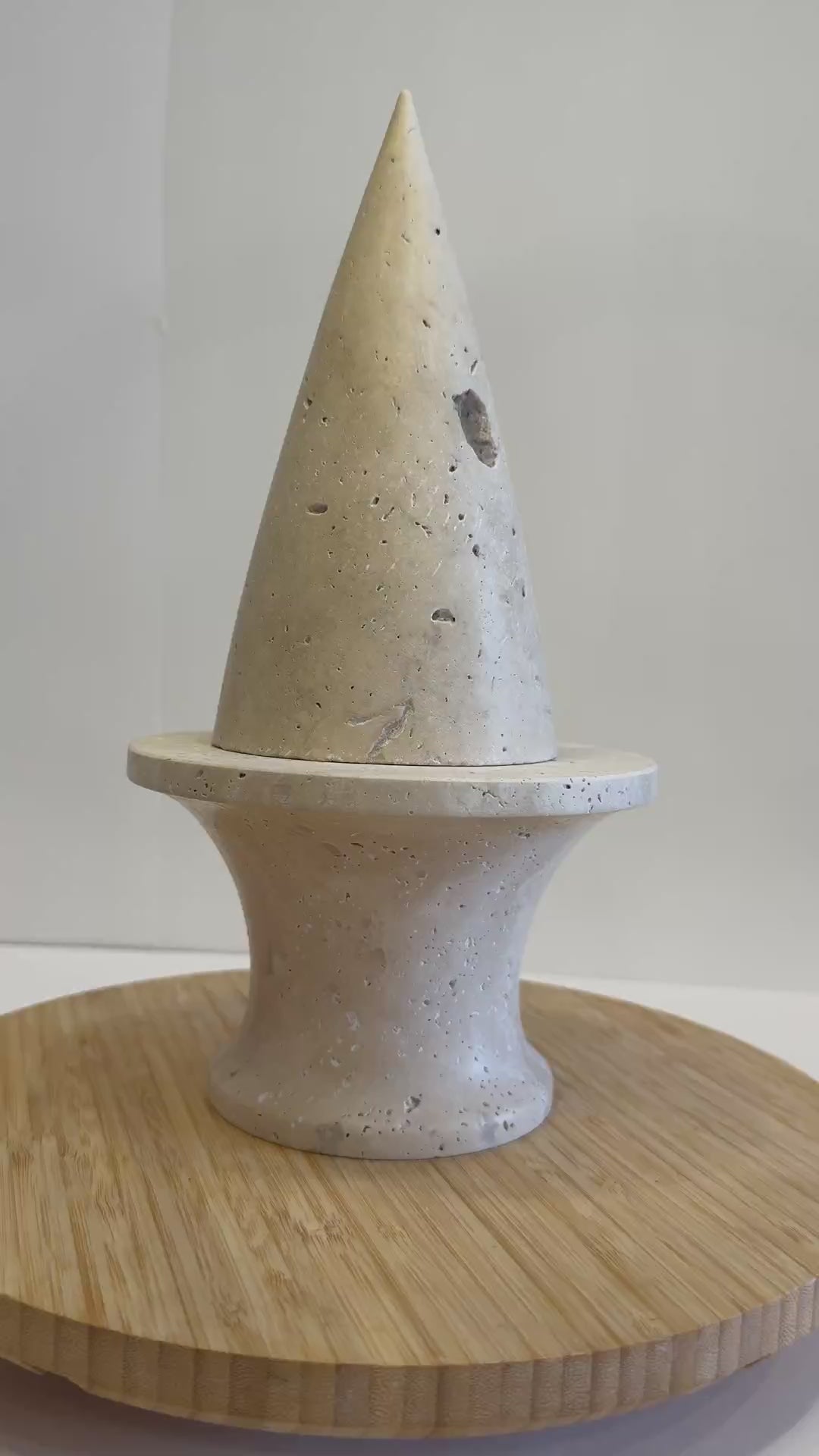 Travertine Cone Object — Set of 2