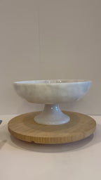 White Marble Sculptural Footed Bowl