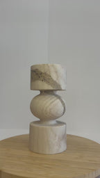 Travertine Tall Tea Light Holder — Set of 2