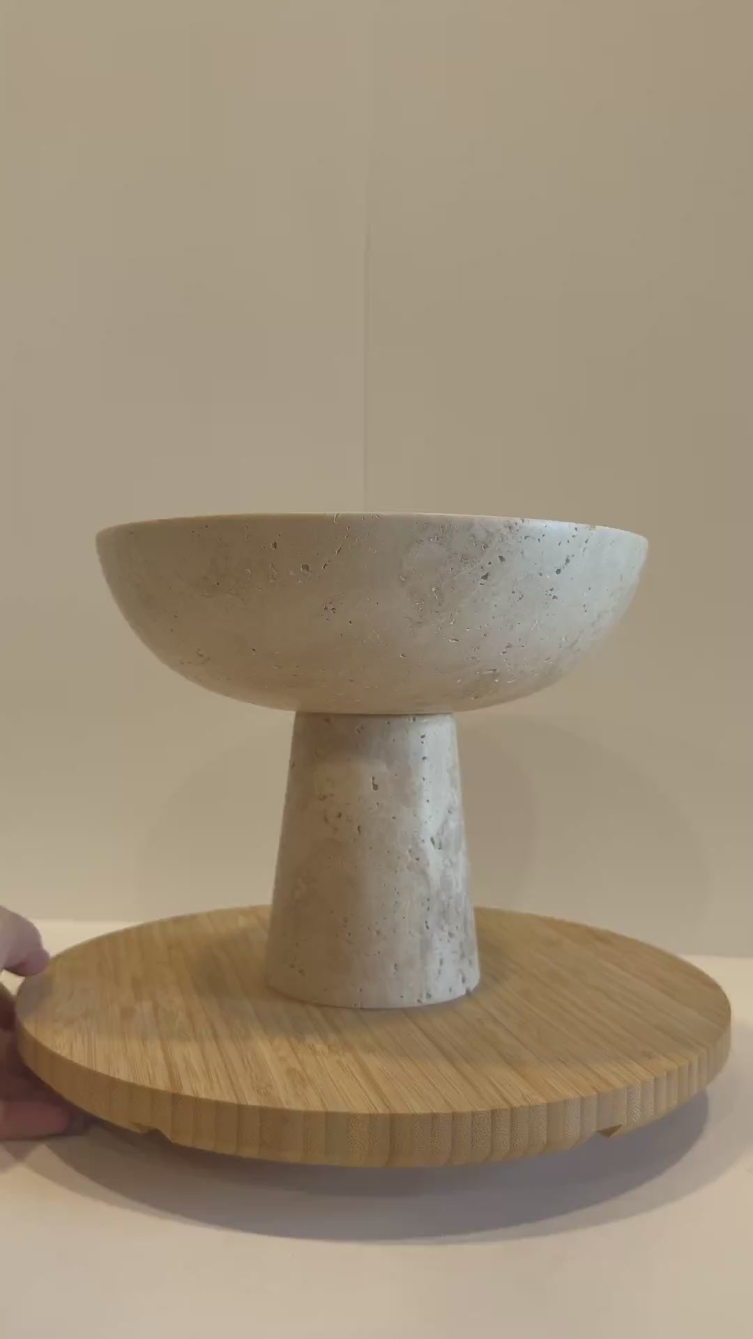 Travertine Sculptural Footed Bowl